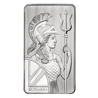 A picture of a 100 oz Britannia Silver Bar